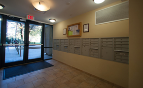 Columbia apartment for rent - a locker room in a gym with a door to a patio