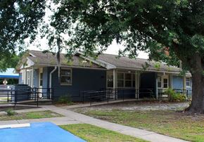 Hinesville apartment for rent - a blue house with a yard and a tree