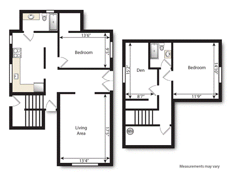 Floor plan for 2 beds, 2 baths, 1245 sqft