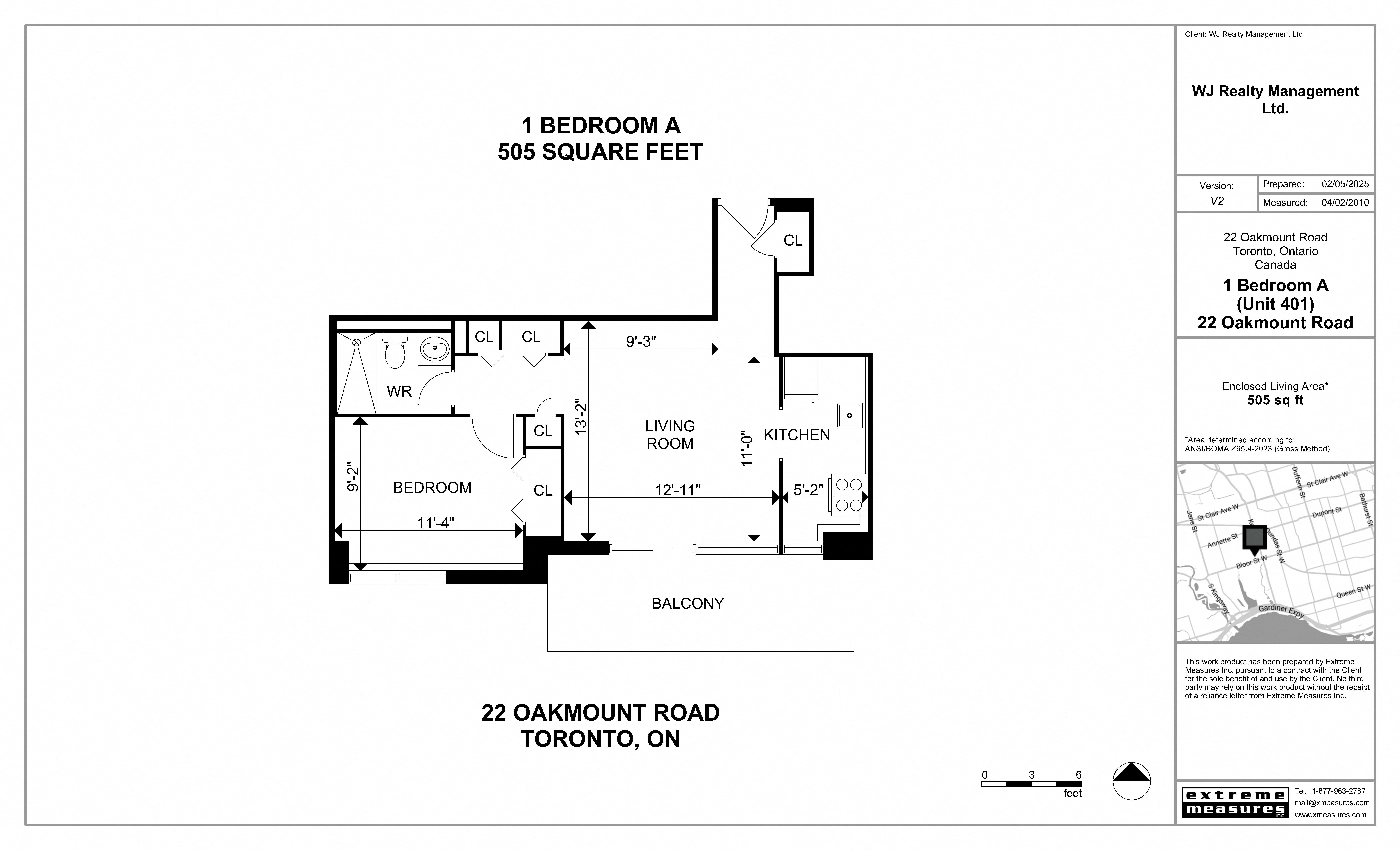Floor plan for 1 bed, 1 bath, 508 sqft