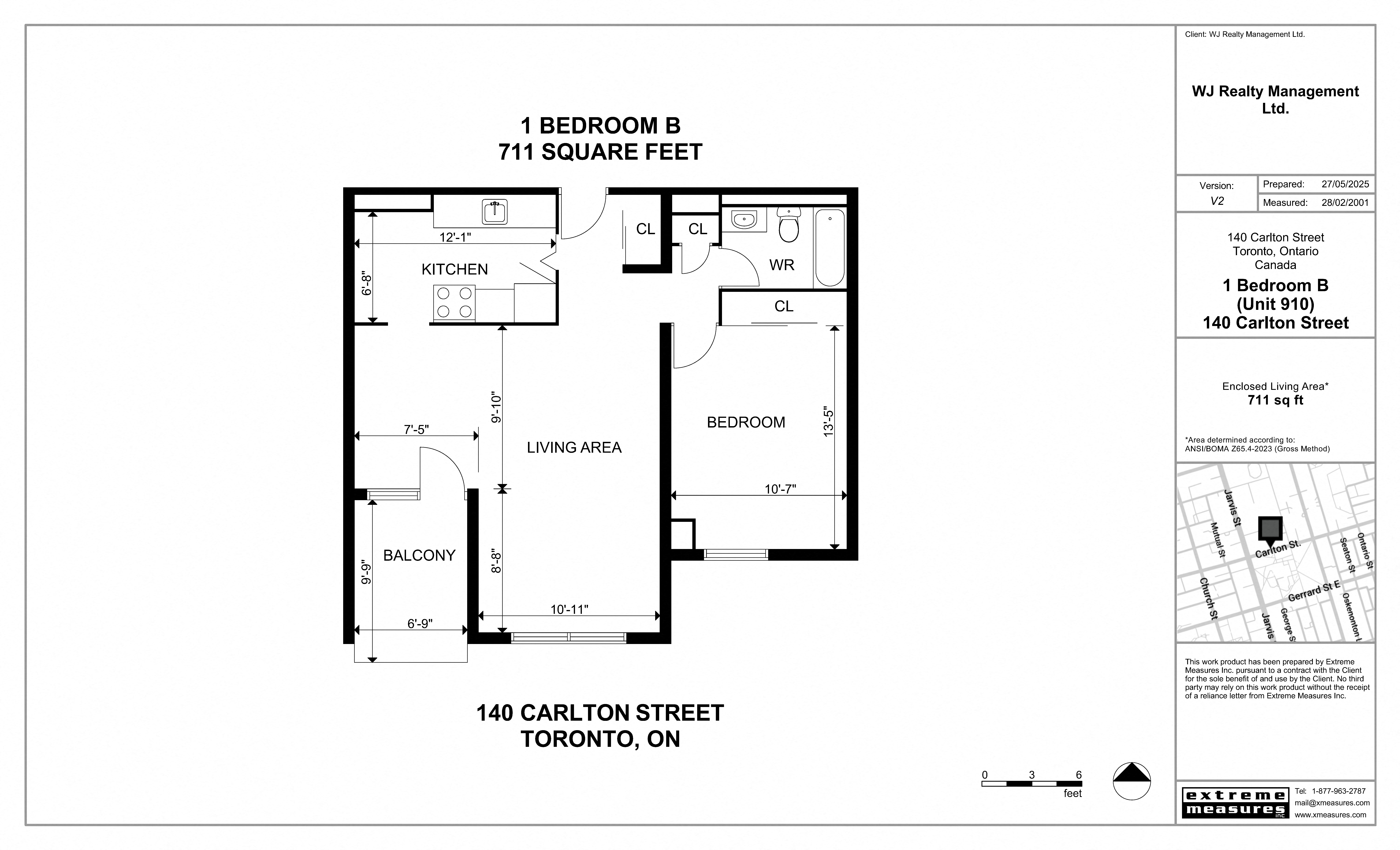Floor plan for 1 bed, 1 bath, 711 sqft