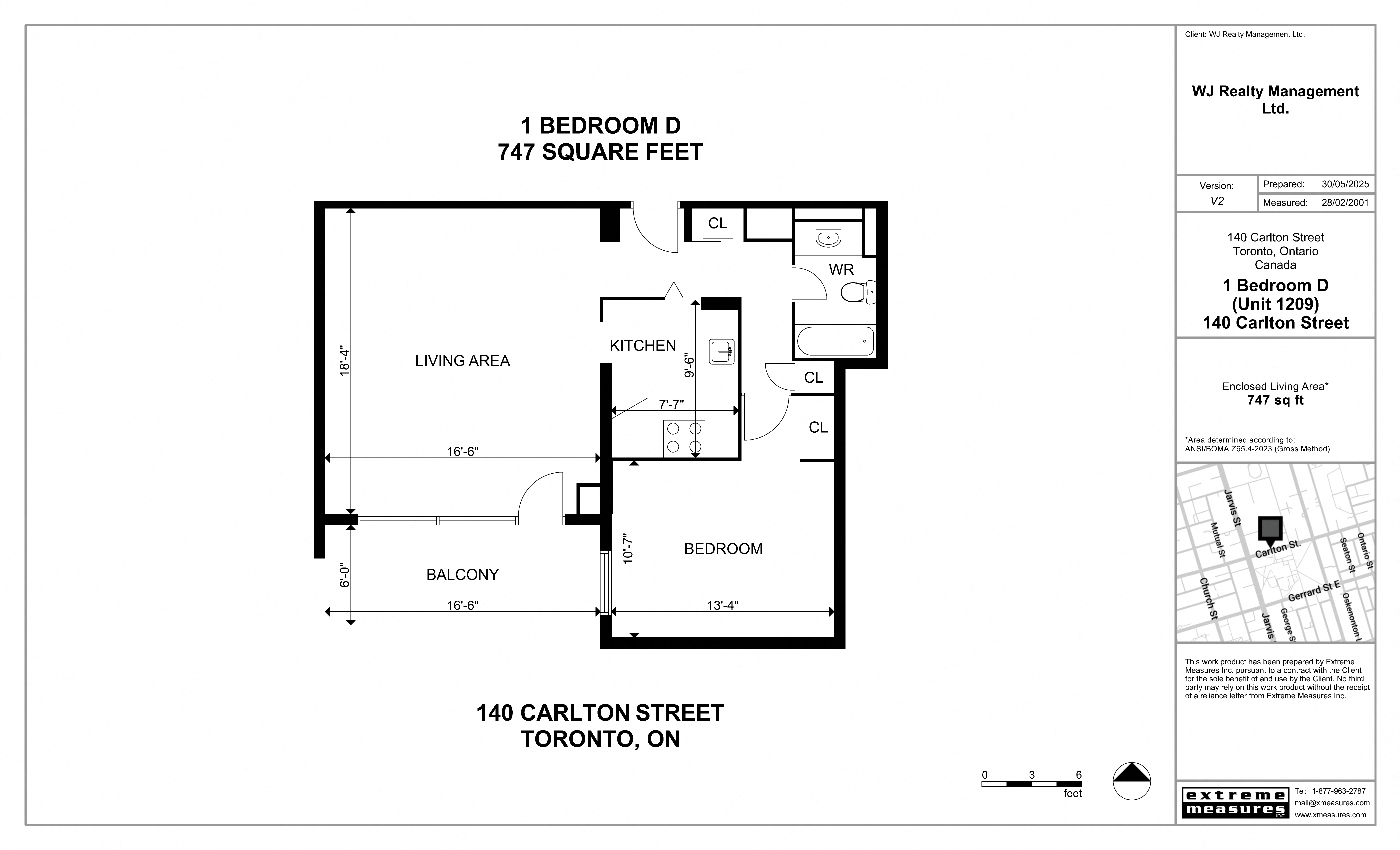 Floor plan for 1 bed, 1 bath, 747 sqft
