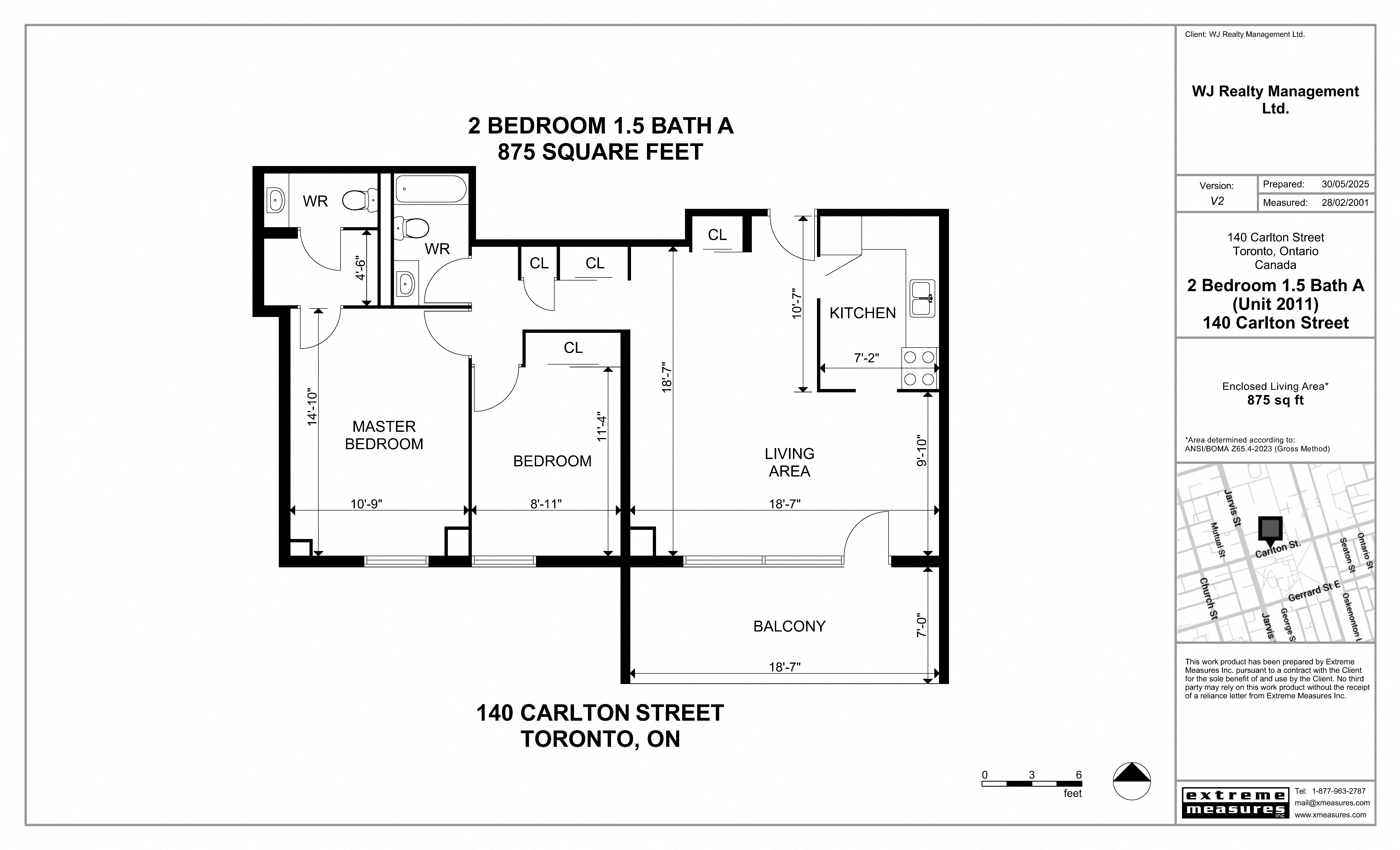 Floor plan for 2 beds, 1.5 baths, 875 sqft
