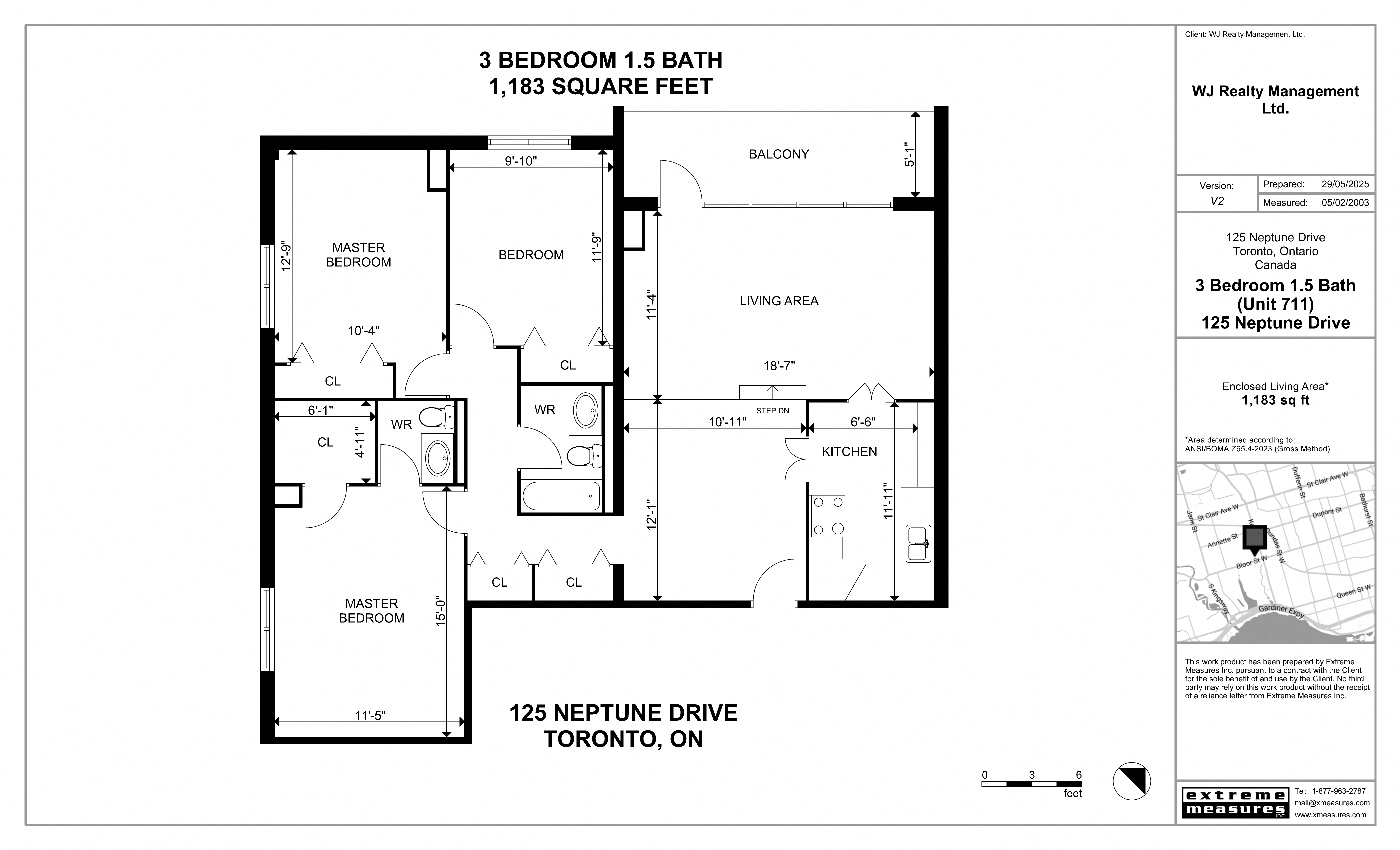 Floor plan for 3 beds, 1.5 baths, 1183 sqft