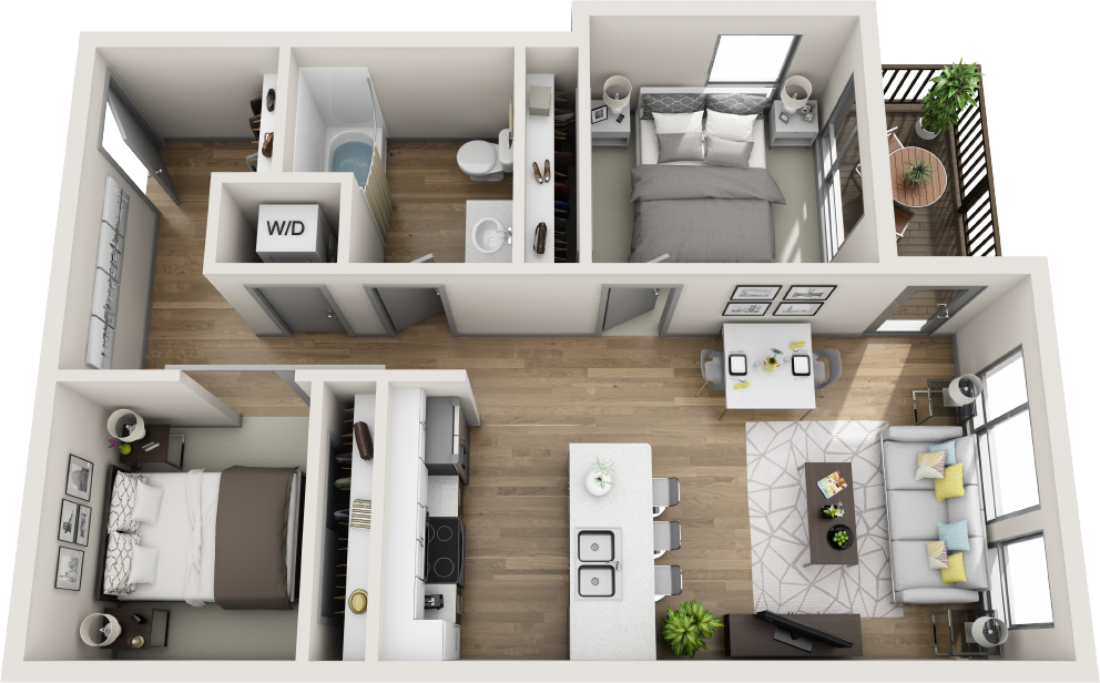 Floor plan for 1 bed, 1 bath, 784 sqft