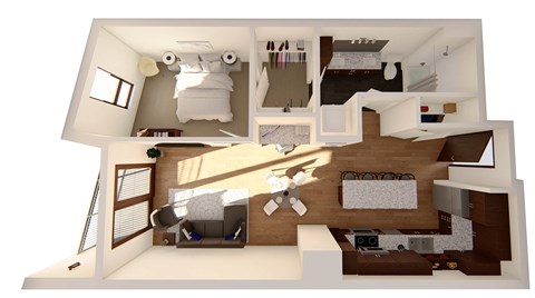 Floor plan for 1 bed, 1 bath, 825 sqft