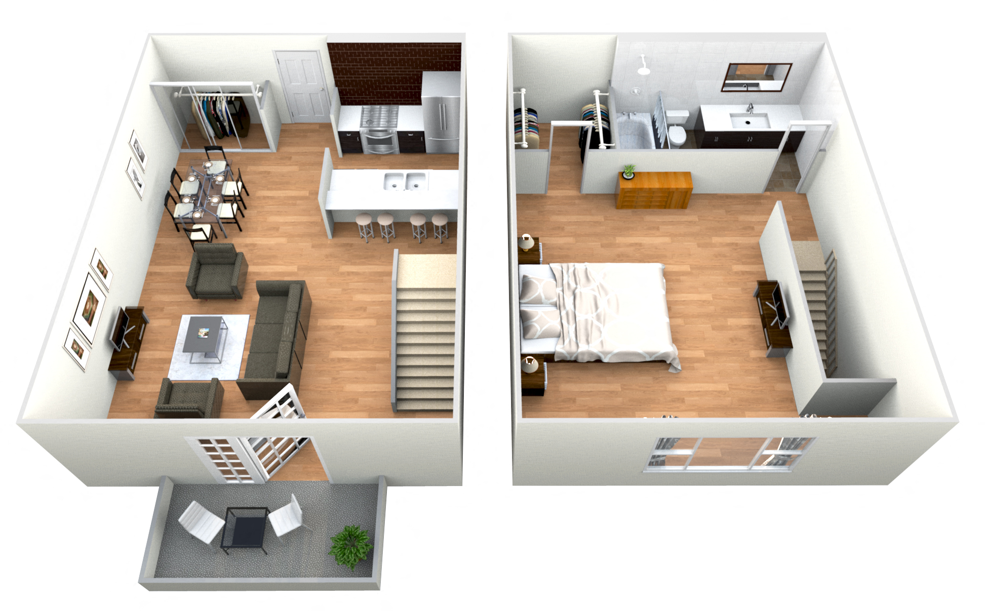 Floor plan for 1 bed, 1 bath, 762 sqft