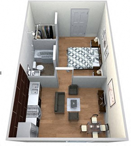 Floor plan for 1 bed, 1 bath, 432 sqft