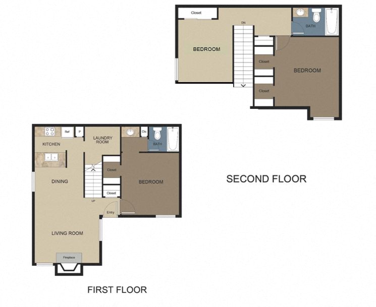 Floor plan for 3 beds, 2 baths, 1299 sqft