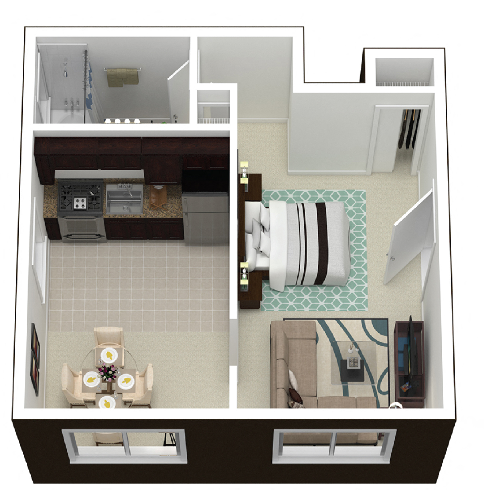 Floor plan for studio, 1 bath, 450 sqft