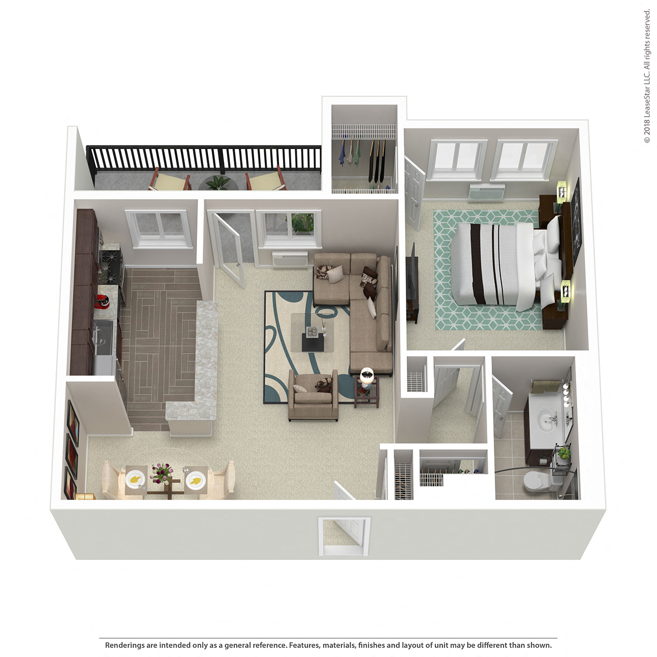 Floor plan for 1 bed, 1 bath, 925 sqft