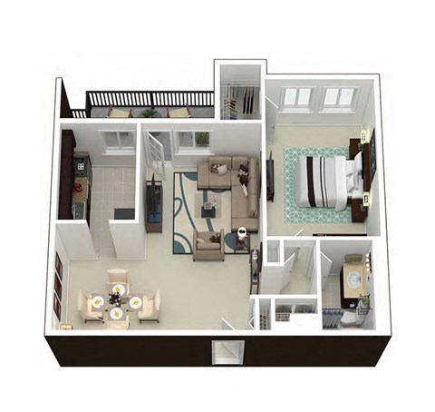 Floor plan for 1 bed, 1 bath, 925 sqft