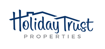 Olympia house for rent - a logo for holiday trust properties with a house on a black background