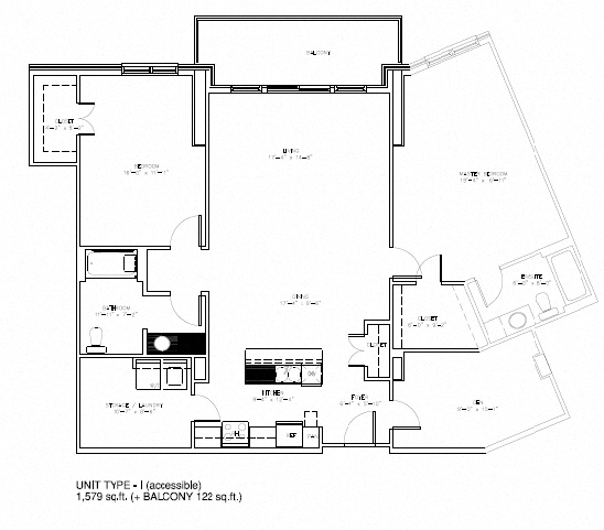 Floor plan for 2 beds, 2 baths, 1579 sqft