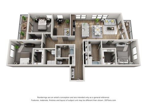 Floor plan for 3 beds, 3 baths, 1573 sqft