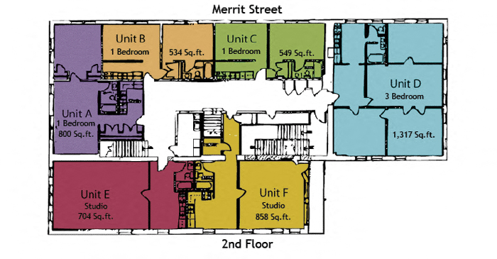 Floor plan for 1 bed, 1 bath, 800 sqft