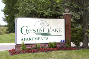 Pontiac apartment for rent - the sign at the entrance to crystals lake apartments