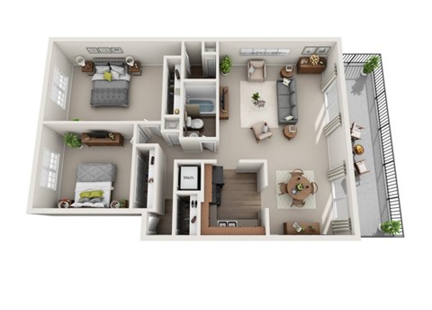 Floor plan for 2 beds, 1.5 baths, 1024 sqft