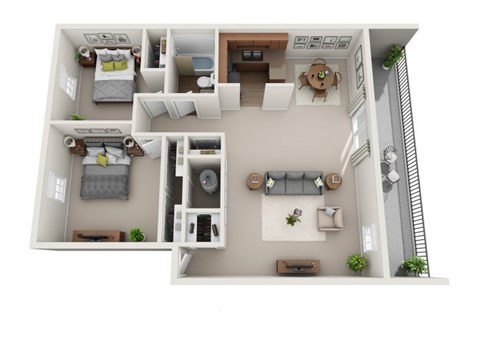 Floor plan for 2 beds, 1 bath, 976 sqft