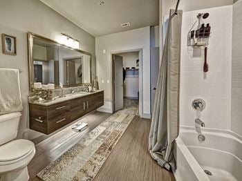 Echo apartments model bathroom with soaking tub