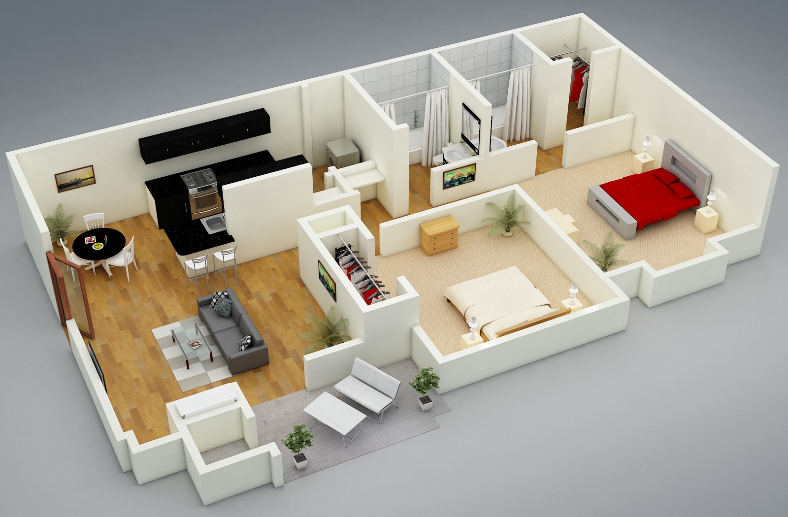 Floor plan for 2 beds, 2 baths, 1150 sqft