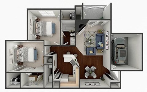 Floor plan for 2 beds, 2 baths, 1060 sqft