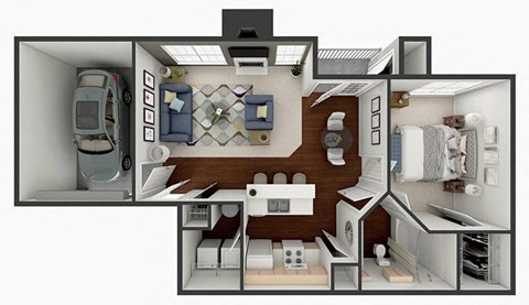 Floor plan for 1 bed, 1 bath, 794 sqft