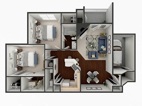 Floor plan for 2 beds, 2 baths, 1156 sqft