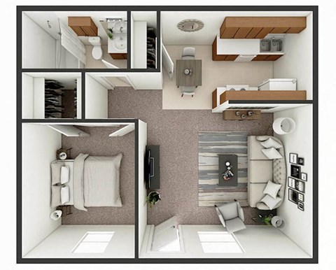 Floor plan for 1 bed, 1 bath, 504 sqft