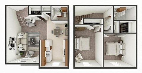 Floor plan for 2 beds, 2 baths, 982 sqft
