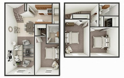Floor plan for 3 beds, 2 baths, 1196 sqft