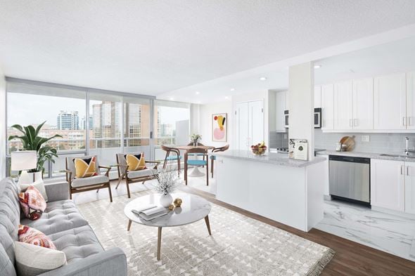 Richmond Hill apartment for rent - a living room with a couch and a table