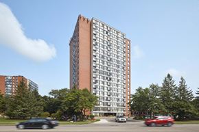 Mississauga apartment for rent - a rendering of a tall building on a city street