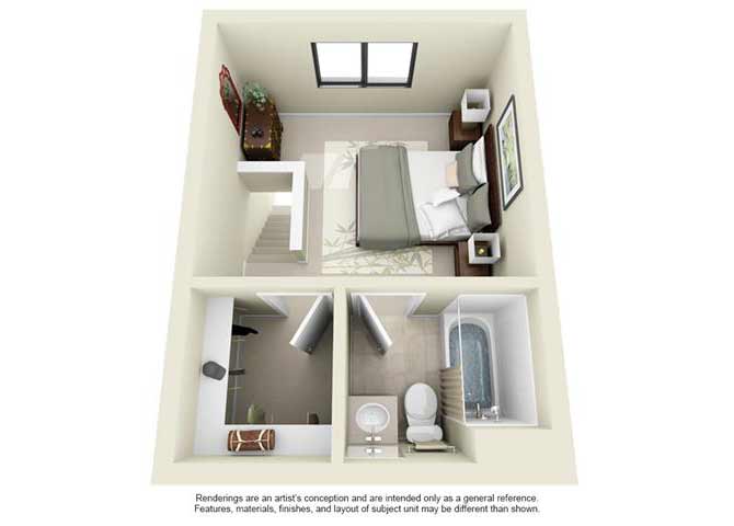 Floor plan for studio, 1 bath, 560 sqft