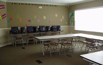 Business center with multiple workstations
