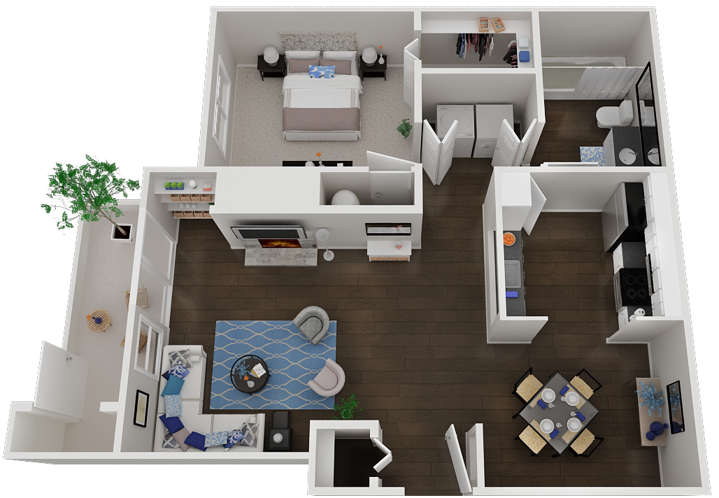 Floor plan for 1 bed, 1 bath, 780 sqft