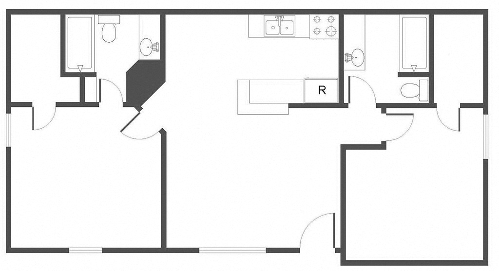 Floor plan for 2 beds, 2 baths, 880 sqft
