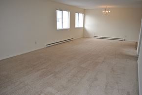 Guilford apartment for rent - an empty living room with a carpeted floor and two windows