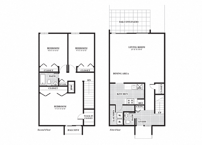 Floor plan for 3 beds, 1.5 baths, 1218 sqft