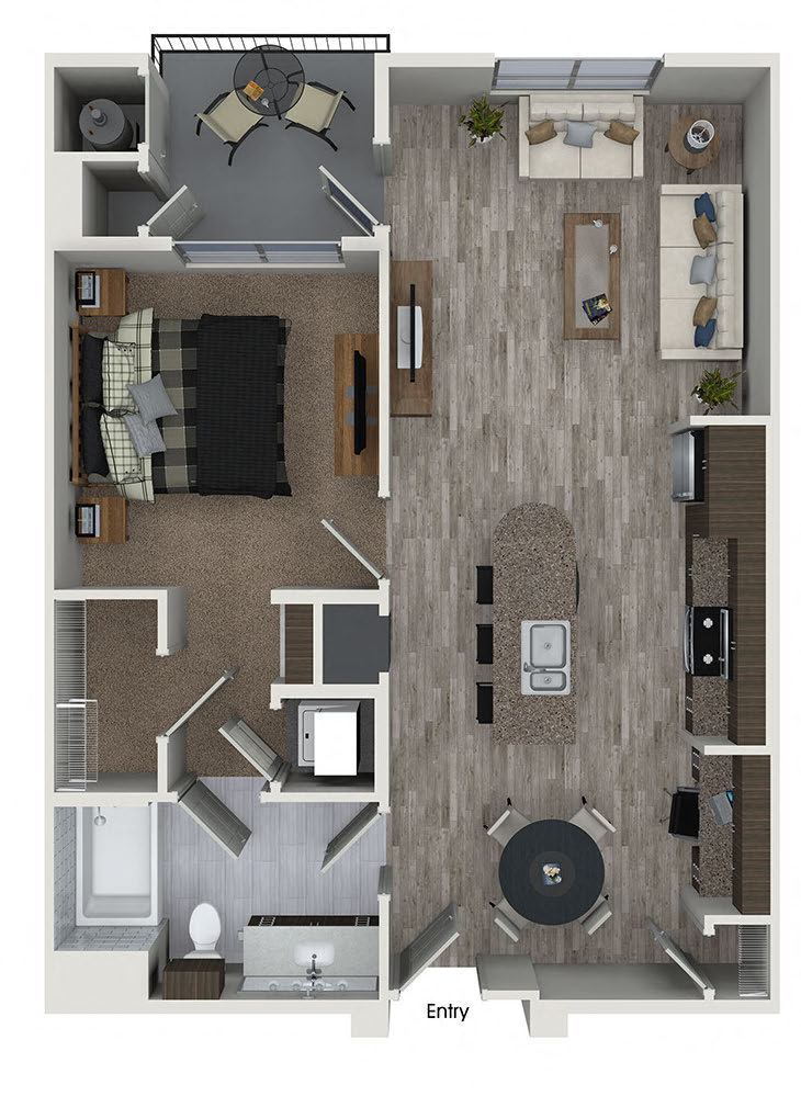 Floor plan for 1 bed, 1 bath, 806 sqft