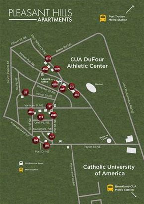 Washington apartment for rent - a map with the locations of the colleges