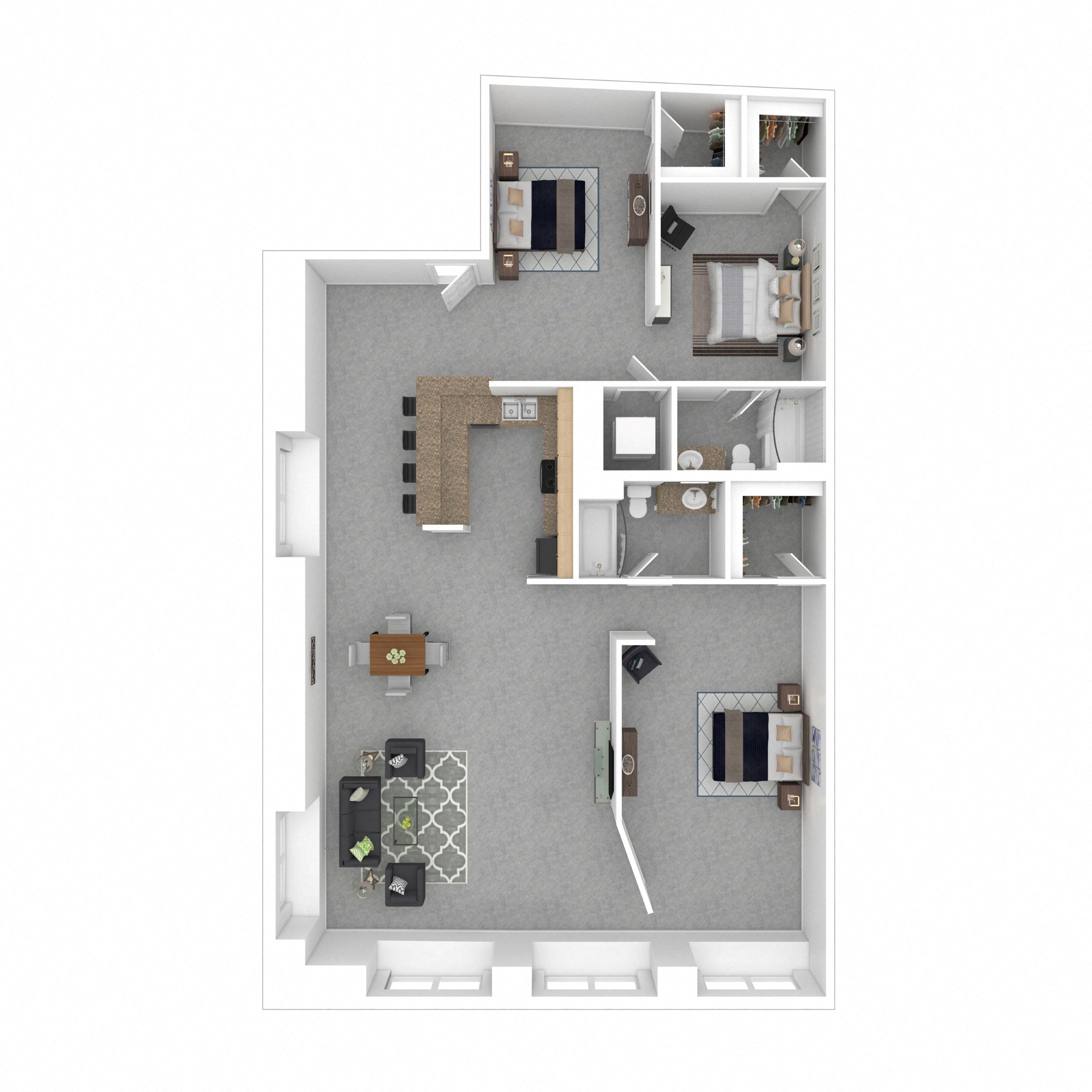 Floor plan for 3 beds, 2 baths, 1898 sqft