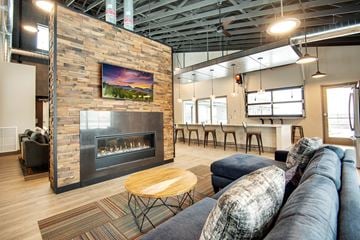 Shakopee apartment for rent - a living room with a fireplace and a couch