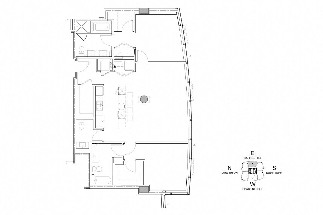 Floor plan for 2 beds, 2.5 baths, 1460 sqft