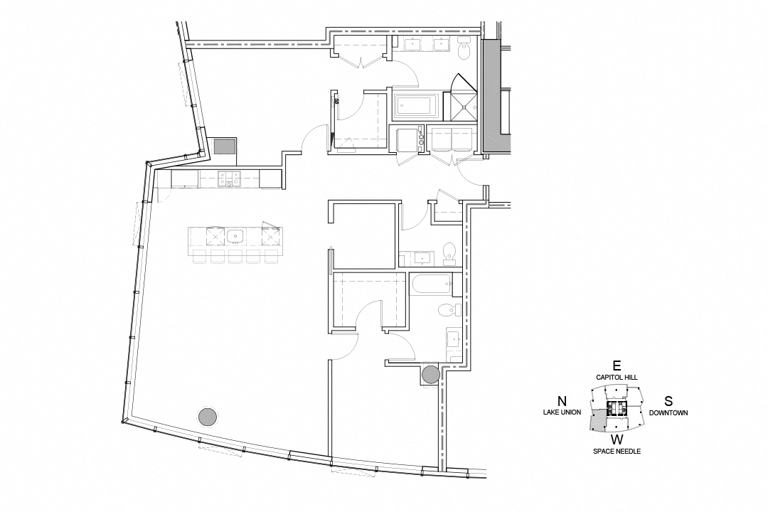 Floor plan for 2 beds, 2.5 baths, 1719 sqft