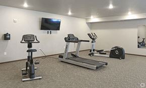 Owatonna apartment for rent - a gym with exercise equipment and a tv in a room