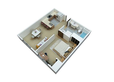 Floor plan for 1 bed, 1 bath, 712 sqft