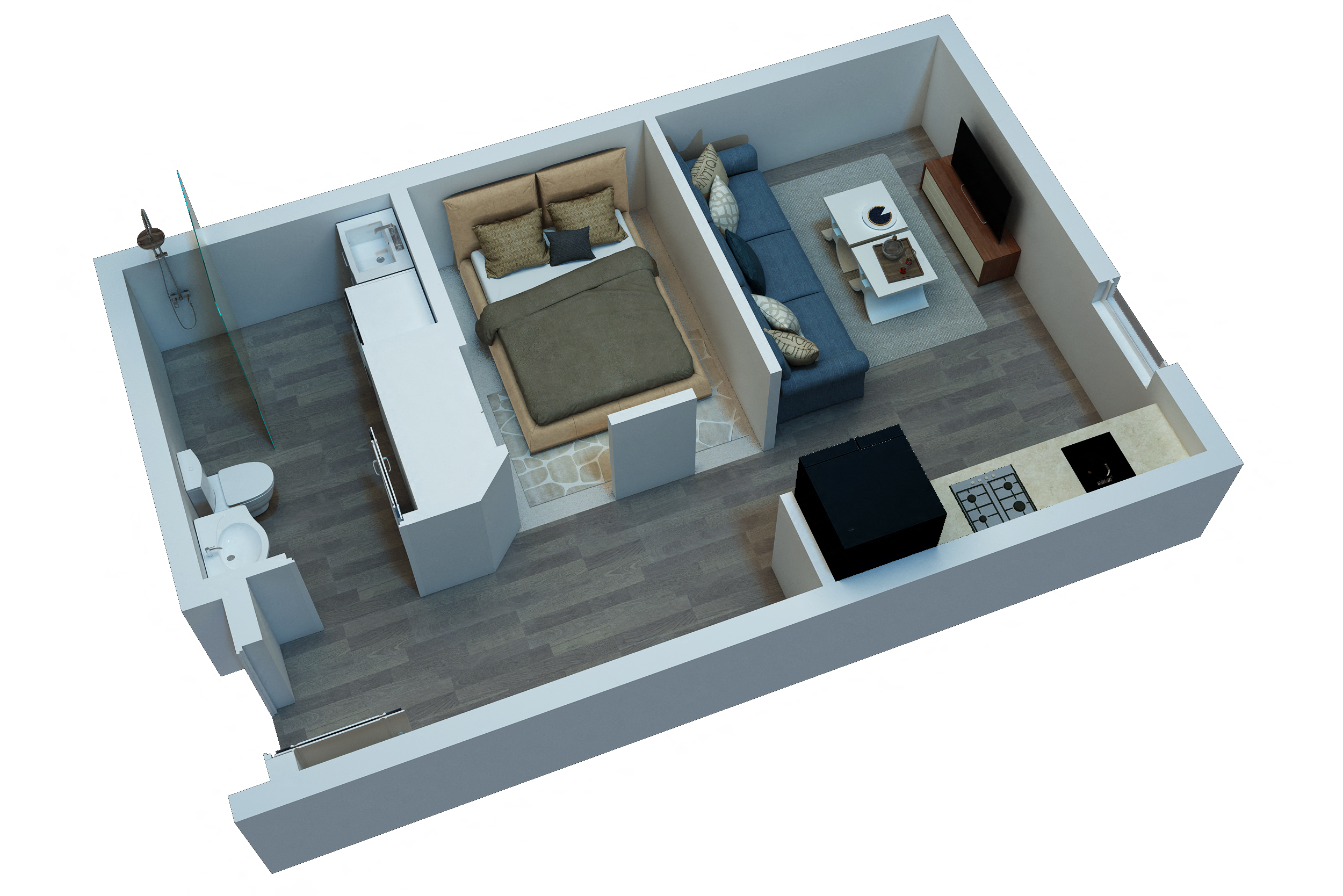 Floor plan for studio, 1 bath, 460 sqft