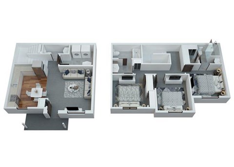Floor plan for 3 beds, 2 baths, 1274 sqft