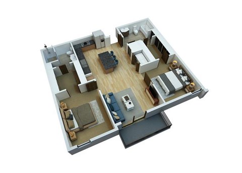 Floor plan for 2 beds, 2 baths, 1398 sqft